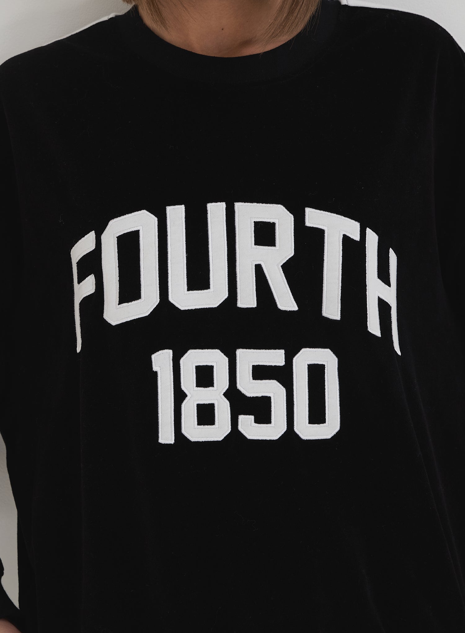 Black Velour Branded Classic Sweatshirt